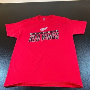 NHL Detroit Red Wings T-Shirt Hockey‎ Graphic Tee Short Sleeve Red Adult Large